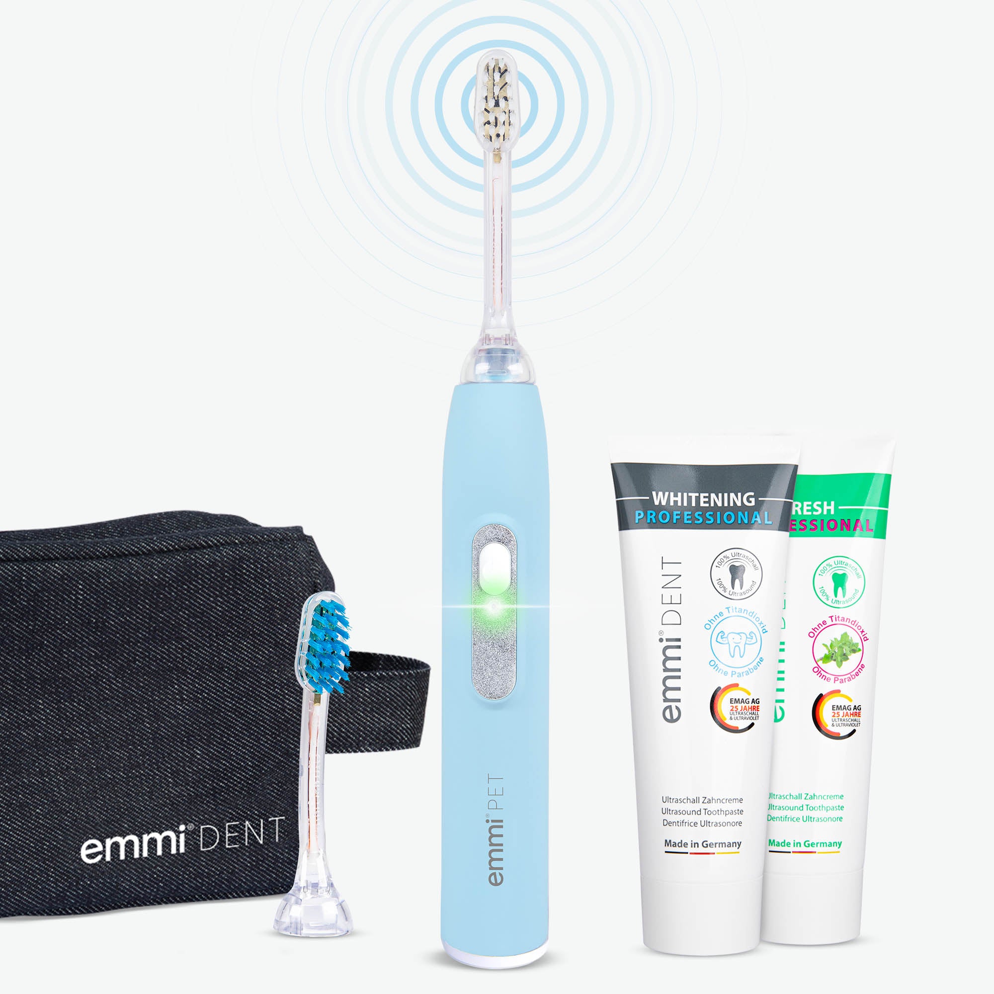 Ultrasonic Toothbrush Metallic White Teeth Set