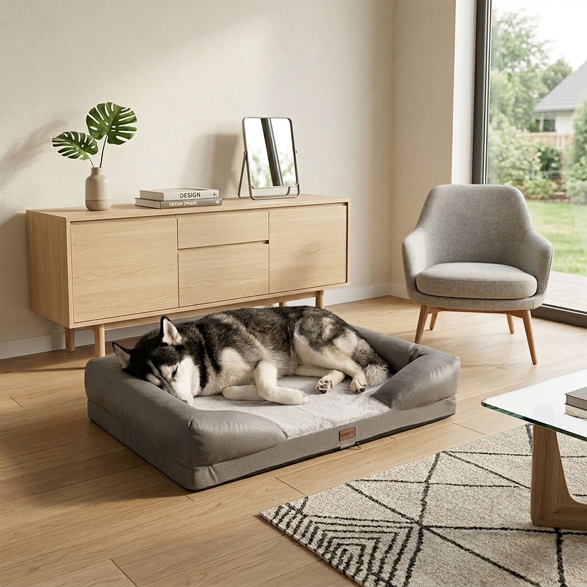 Cuccia ortopedica per cani e gatti HUSKY grigia